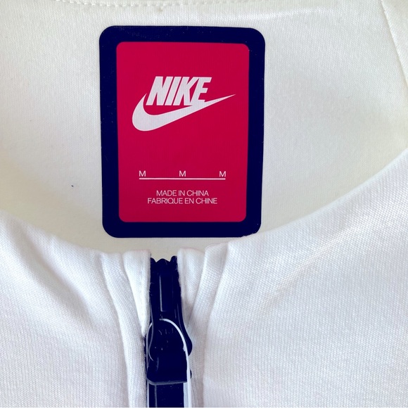 NIKE Moto Zip-Up Sweater Size M White Black - Picture 2 of 7